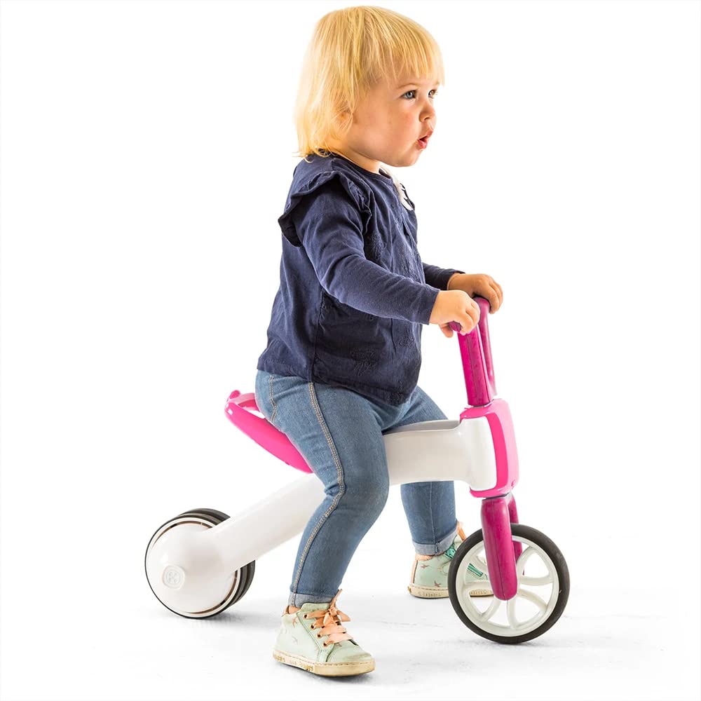 Chillafish Bunzi Gradual Balance Bike and Tricycle, 2-in-1 Ride on Toy for 1-3 Years Old, Silent Non-Marking Wheels, Pink