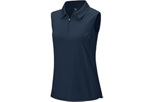 BGOWATU Women's Sleeveless Golf Polo Shirts 1/4 Zip Tennis Tank Tops with Collar UV Protection Quick Dry
