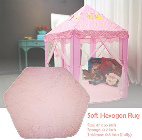 EZGOshop Hexagon Mat Rug Carpet for Princess Play Tent Kids Play Castle Playhouse Soft Coral Playmat Rug Pad Cushion for Nursery Children Baby Room Home Décor Dormitory 55 inch(Pink Mat)