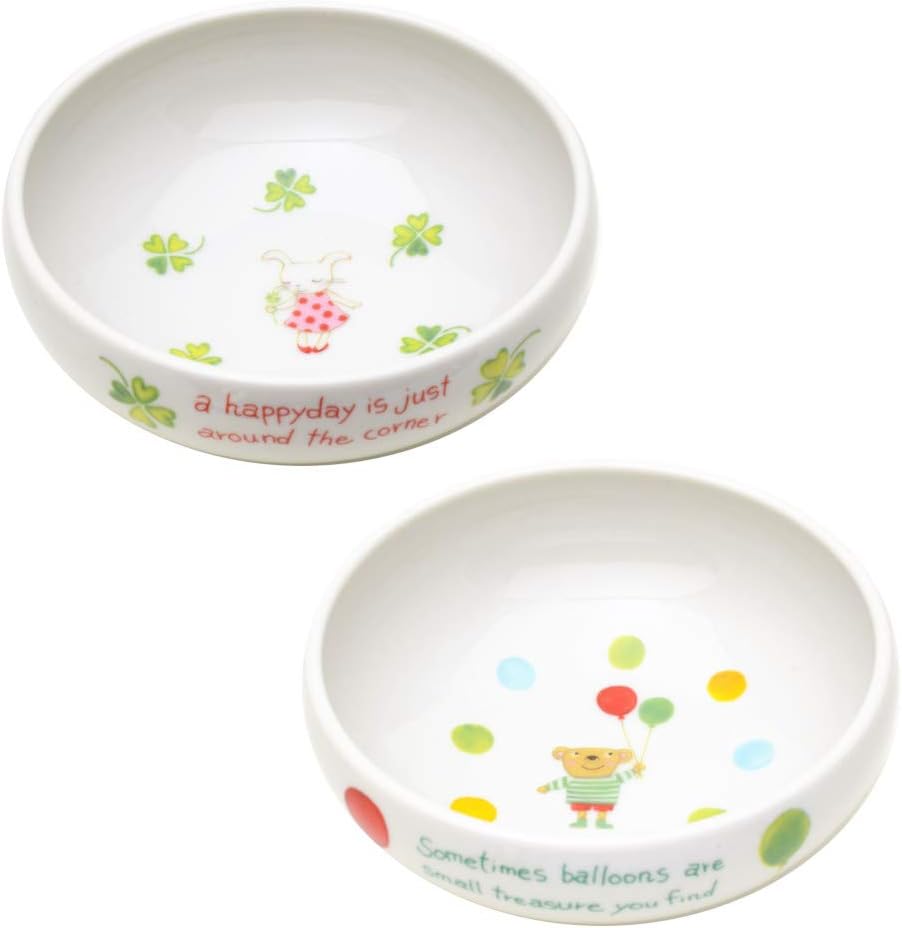 ポタリーハウス(Pottery House) 美濃焼 すくいやすい深ボウル らんらんランド 2柄組 容量:約480ml 2240187