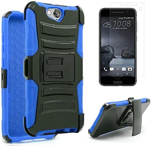 [SlickGears for HTC One A9 AERO All Versions/Carriers - Heavy Duty Impact Protection Armor Belt Holster Kickstand Carrying Case + Premium LCD Screen Protector (Blue)