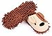 HomeTop Plush Fluffy Cute Animal Microfiber Mop Cleaning House Slippers, Shoes for Women 8-9 (L, Brown/White Dog)
