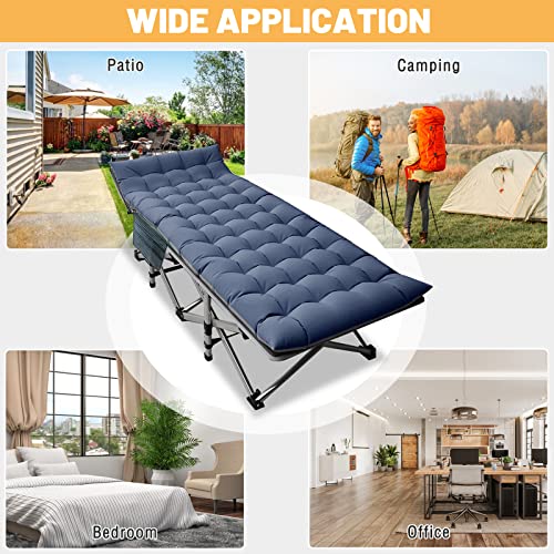 Folding Camping Cots for Adults, 2 Pack Heavy Duty cot with Carry Bag