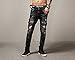 Krralinlin Men's Slim Fit Black Stretch Distressed Ripped Skinny Biker Jeans