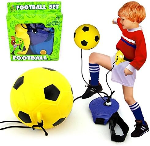 Child Soccer/Football Kick/Throw Trainer Solo Practice Training Aid Control Skills Adjustable Waist Belt(Ball Color : yellow)