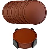 6 Pieces Silicone Coasters, Cup Coasters for Drinks, Heat Resistant Glass Cushion, Coffee Coaster for Table, Desk, Kitchen, Office, Bar Furniture Protection, Hot Cup Mat (Brown)