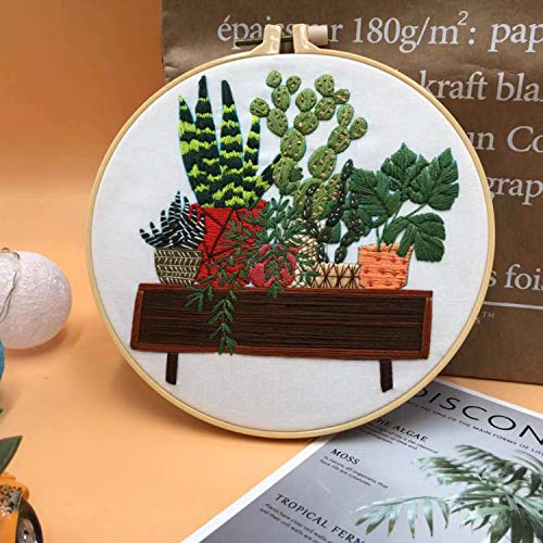 2 Pack Embroidery Kit with Pattern, DOITEM Full Range of Stamped Embroidery Kit Including Embroidery Cloth with Pattern, Embroidery Hoop, Color Threads and Tools Kit - Thumbnail 3