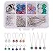 SUNNYCLUE 1 Box DIY 14Set Druzy Jewelry Necklace Earrings Making Kit - 24pcs Flat Back Druzy Resin Cabochons 12mm, 24pcs Blank Dangle Cabochon Setting, Earrings Hooks, 2m Cross Chains, Instruction