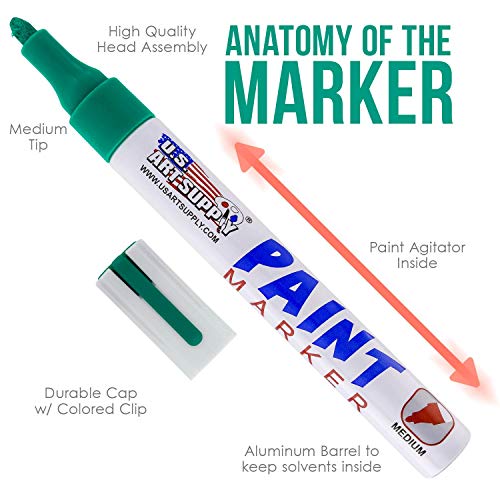 U.S. Art Supply 18 Color Set of Medium Point Tip Oil Based Paint Pen