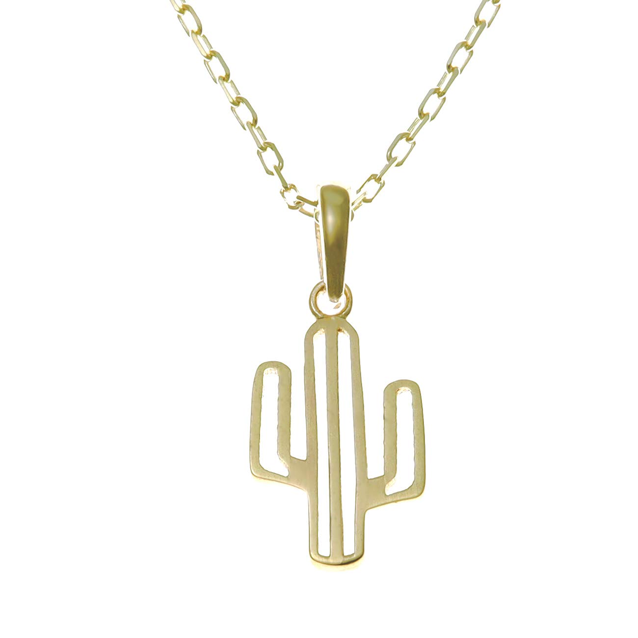 Alexander Castle Gold Plated Sterling Silver Cactus Pendant Necklace with adjustable 16" to 18" chain and jewellery gift box
