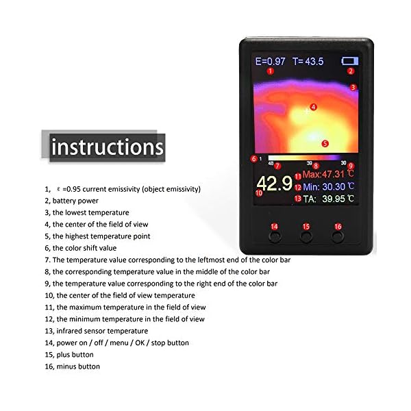 DZSF Tragbare Hohe Quanlity Infrarot-Thermometer Hand Thermographie-Kamera Infrarot-Temperatursensor Digital-Infrarot… – Bild 4