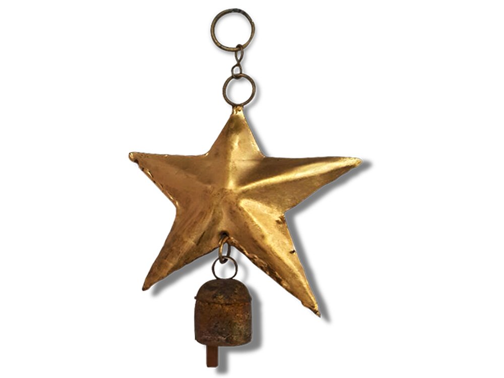 De Kulture Bell Metal Star Ghantada Wind Chime Hanging Bells for Home Garden Balcony Decor Ideal for New Year Anniversary Birthday Party decoration (Brown), 6X1x8 (LWH) Inches
