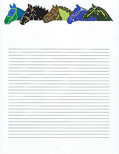 Kids Camp Horses Lined Stationery Paper 26 Sheets