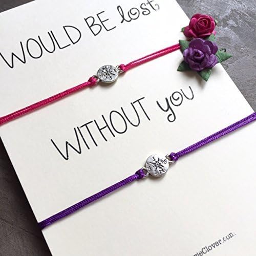 Silver Compass Friendship Bracelet with "I would be lost without you" card, BFF Best Friend, Friendship Gift Jewelry, A29