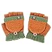 Flammi Kids Knitted Convertible Mittens Half Fingerless Gloves with Mitten Flap (Light Brown)
