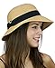 C.C Women's Paper Woven Cloche Bucket Hat with Color Bow Band