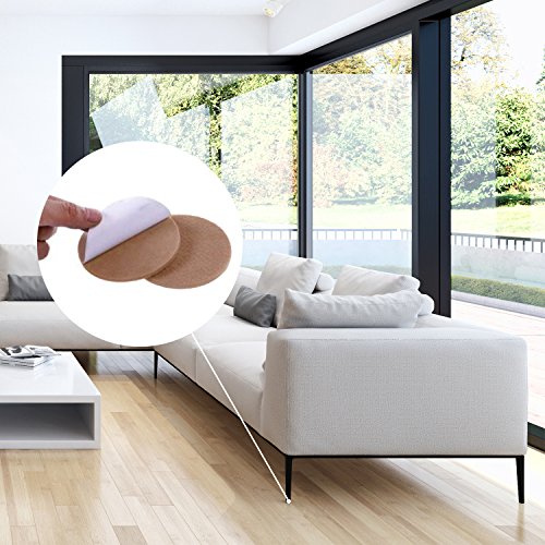 Felt Pads (48 Pieces) - Heavy Duty Adhesive Felt Pads - Protect your Hard Floors from Furniture Scratches - Floor Protector for Tiled, Wood, Laminate, Flooring - Beige by MINERVA - Thumbnail 4
