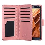 Galaxy S4 Case, S4 Case -ULAK Multi Card Slots Series PU Leather Magnetic Wallet Case Cover for Samsung Galaxy S4 IV i9500 (Coral Pink)