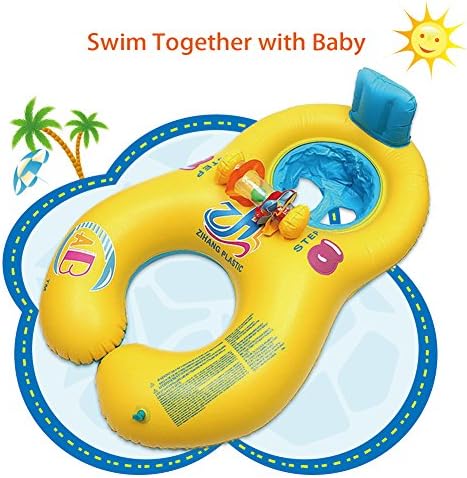 Pool floats for Mother and Baby Double Inflatable Swimming Ring with Kid's Chair Seat Float