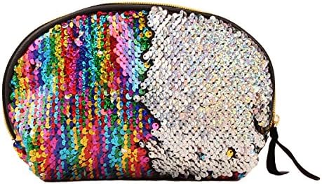 Samidy Magic Reversible Mermaid Sequins Wallet Sparkling Handbag Glitter Purse (Rainbow and Silver)