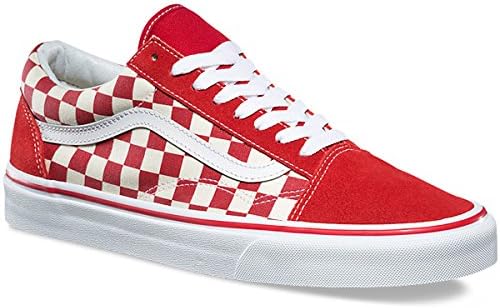 vans old skool primary check red