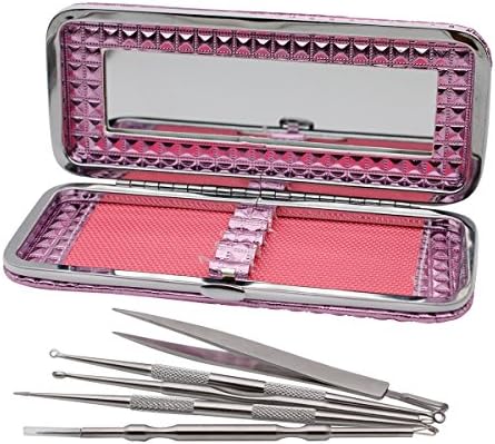 Blackhead and Pimple Remover Kit Comedone Extractor Tools - Scawing Premium Stainless Steel Acne Treatment, Pimple, Blackhead Extraction, Zit Remover, Facial Blemish Removal, and Whitehead (Rose Gold)