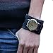 Creazy Retro Punk Rock Brown Big Wide Leather Bracelet Cuff Men Watch Cool (Black)