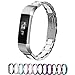 Greeninsync Compatible with Fit Bit Alta Bands Metal, Replacement for Fit Bit Alta HR Stainless Steel Bands Adjustable Accessory Wristband Small Large W/Silicone Cover for Alta Bracelet Women-White