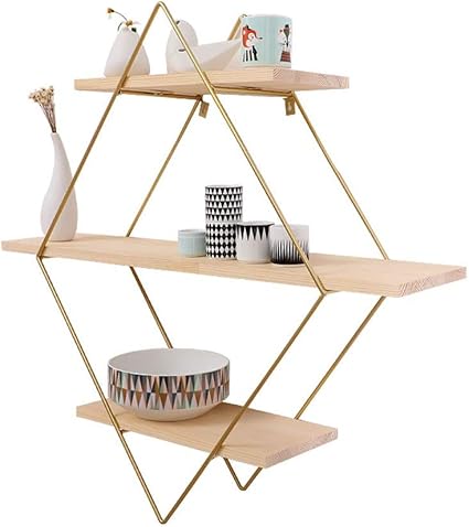 OLT -Wall Shelf Estantes flotantes rombo Estante Estantería de Madera