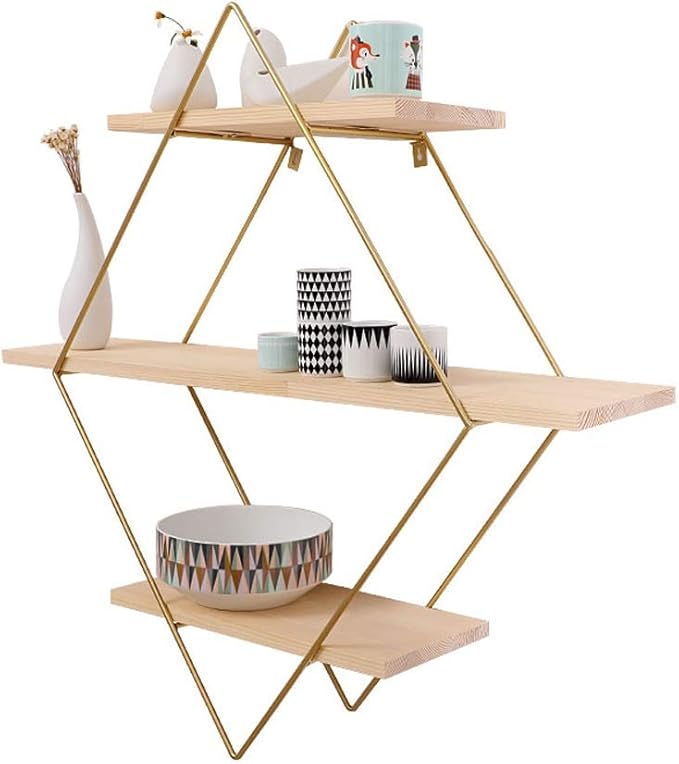 OLT -Wall Shelf Estantes flotantes rombo Estante Estantería de Madera