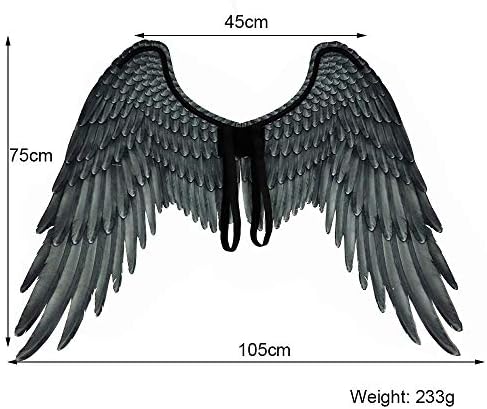 Fewao Wings Costume Adult Halloween Angel Wings Dress Up Large White Black Wings Fancy Dress For Carnival Mardi Gras Unisex 45*75*105cm