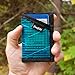 Flowfold Recycled Sailcloth Minimalist Slim Front Pocket Card Holder Wallet - Light Weight - Made in The USA - Cyan