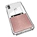ANHONG Clear Case with Card Holder, [Slim Fit] Protective Soft TPU Shockproof Wallet Case with Vegan Leather Card Holder