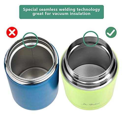 Mr.Dakai Insulated Lunch Containers Thermoses Food Jar Vacuum Stainless Steel 27 oz Leak Proof Keep Food Cold Hot Container for Kids Adult Lunch Box School Camping Outdoors, BPA Free (Green) - Thumbnail 5