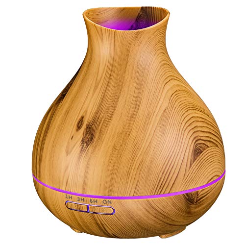 Aromatherapy Essential Oil Diffuser 550ml 12 Hours Wood Grain Aroma Diffuser with Timer Cool Mist Humidifier for Large…