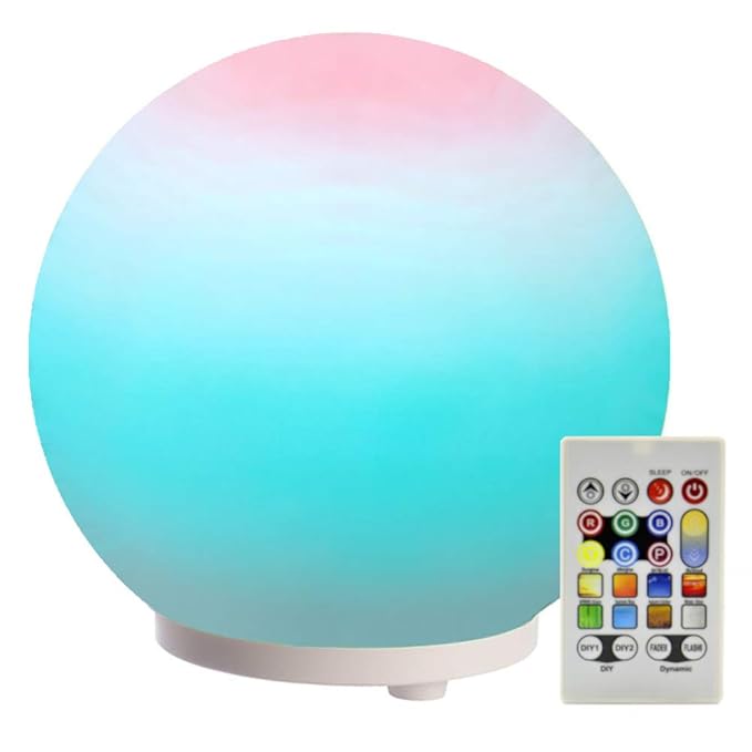 LED Kugel-Leuchte aus Glas mit Fernbedienung, Bunt | Nachttisch-Leuchte Mehrfabig Schlummerlicht modern Schlafzimmer-Lampe Ku