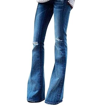 Tomatoa-Damen jeans Hose Damen Bootcut Damen Jeanshose Schlaghose Hüftjeans hohem Bund und weitem Bein Hose Elastische Dünne 
