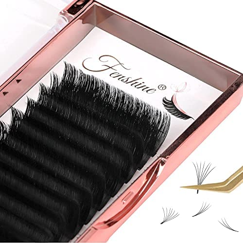 Fenshine Volume Lashes Extensions, Soft Easy Fan Volume Lashes Self Fanning Lashes, Automatic Blooming Flower Lashes for Eyelash Extension Supplies (0.07 D Curl, 20mm)