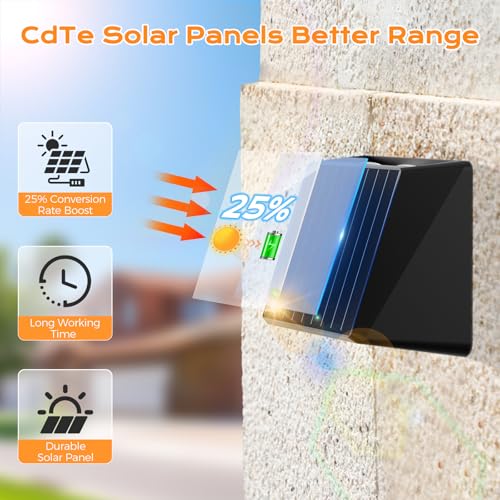 Quntis Up Down Solar Wall Light Outdoor, 4Pack Warm White & RGB Solar Fence Lights, IP65 Waterproof Front Door Outside Lights for Garden Porch Deck Stair Post Yard Backyard Pathway, Black