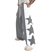 ZAFUL Men's Casual Straight Sweatpants Color Block Stars Pattern Joggers Long Wide Leg Baggy Sweat Pants