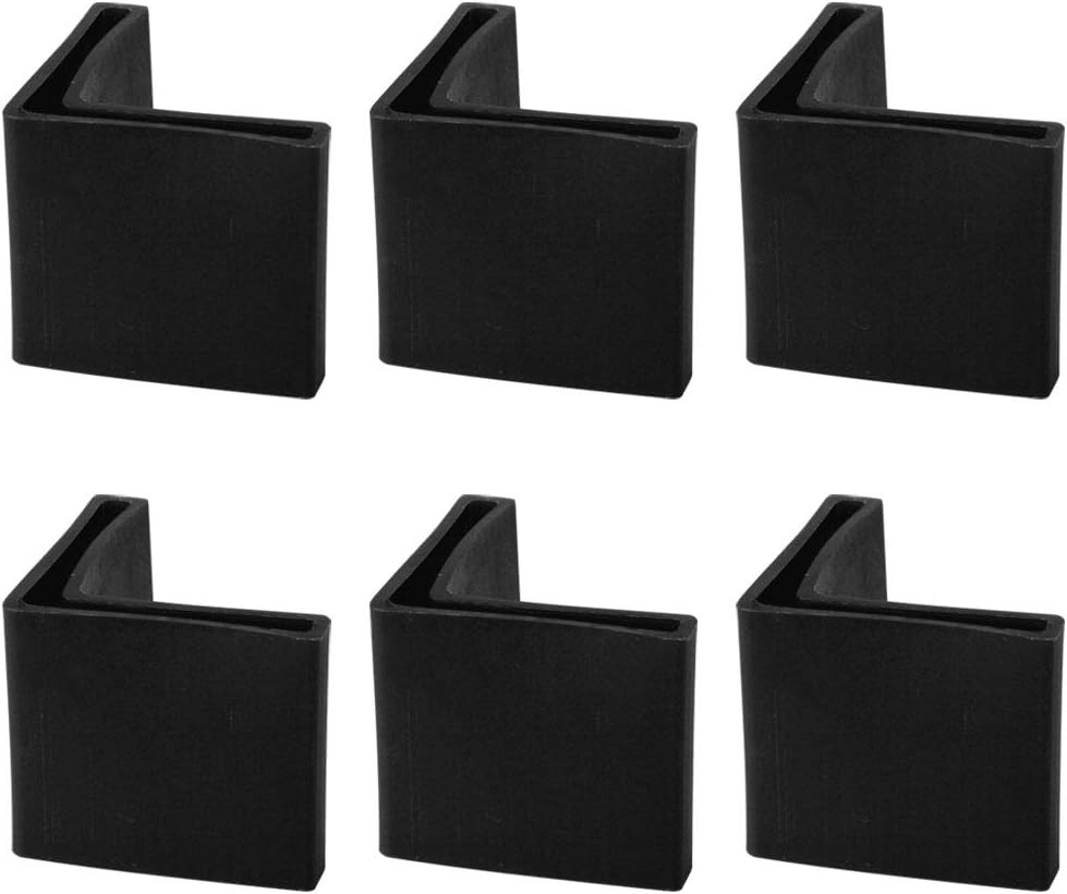 sourcing map 45 x 45mm Angle Iron Foot Pads L Shaped Plastic Furniture Desk Leg Cap End Covers Floor Protector Black 6 Pcs