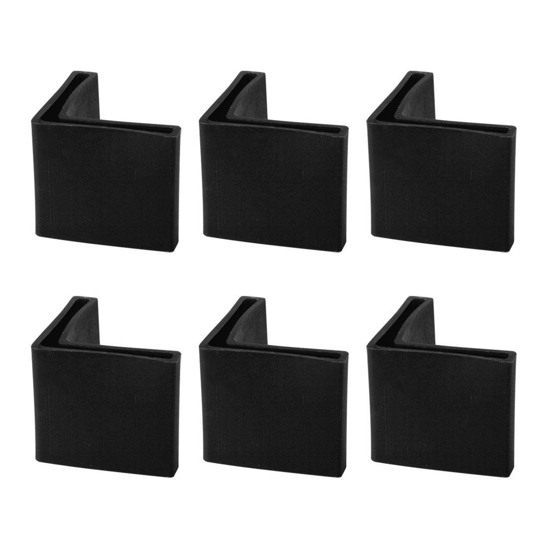 sourcing map 45 x 45mm Angle Iron Foot Pads L Shaped Plastic Furniture Desk Leg Cap End Covers Floor Protector Black 6 Pcs