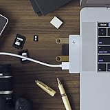 USB Type-C Hub 12 inch Macbook Adapter USBC Adapter USB C Hub Apple USB Hub Multiport USBC Adapter Type-C Accessories Combo 5-in-1 Dongle - Gift - Silver