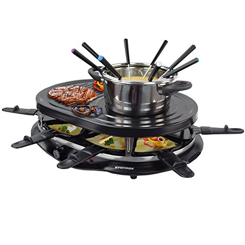 Syntrox Germany 4 in 1 Raclette-Grill-Fondue-Heißer Stein für 8 Personen