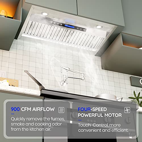 EKON NAB0230" 900CFM Range Hood Insert, Ducted/Ductless Builtin Range