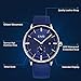 CIVO Men's Simple Genuine Leather Band Waterproof Wrist Watch Dress Luxury Business Casual Date Calendar (Blue)