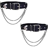 Lockban Adjustable Heart-Shaped Thigh Garter 2 Pieces Punk Leather Garter Belts Leg Garter with Chains Body Accessories