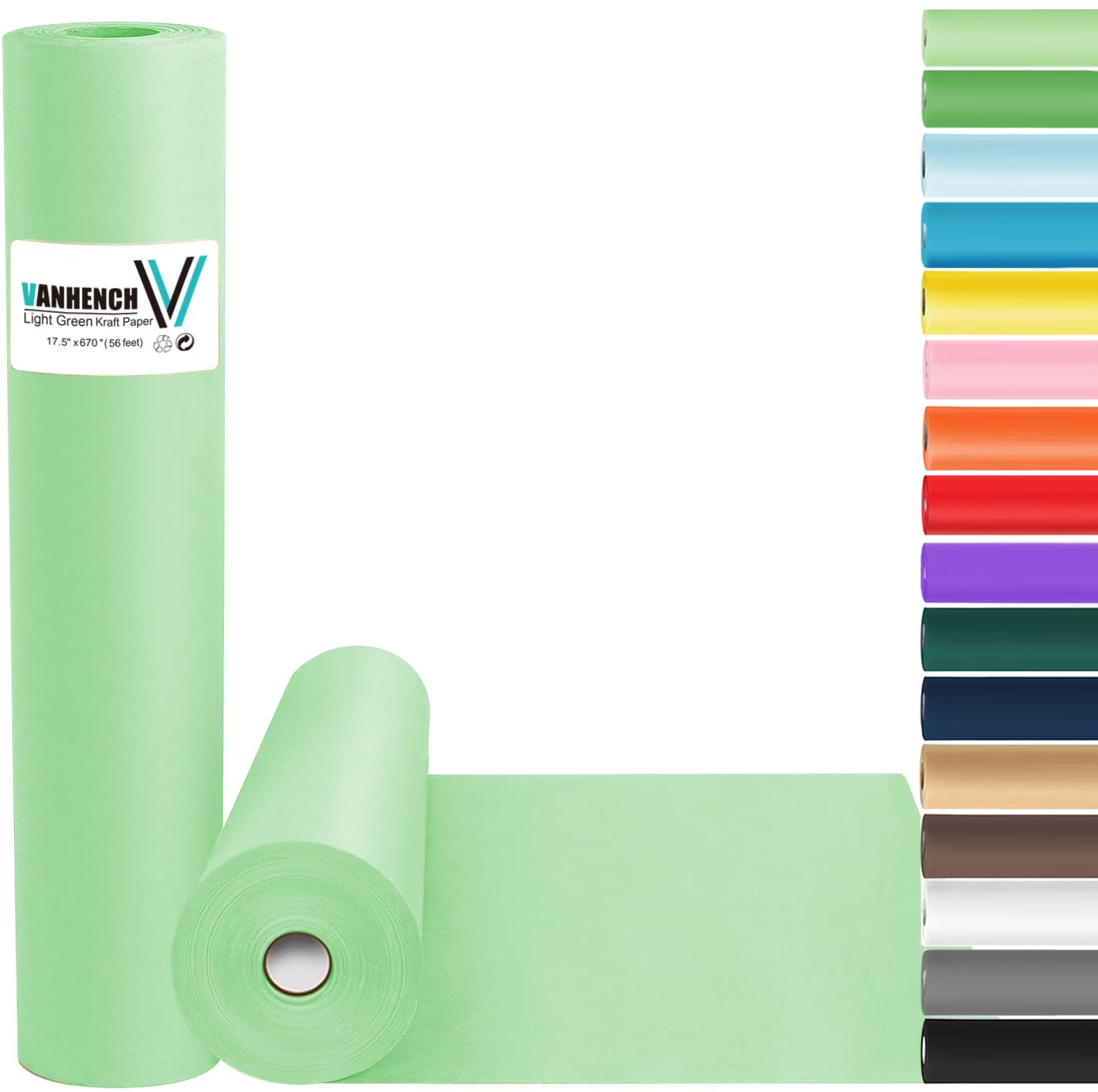 Photo 1 of ** SEALED**
 Eid Wrapping Paper, Light Green,17.5" x 963", Solid Color Art Kraft Craft Paper Roll for Graduation Birthday Bouquet Flower Wrapping/Packing Poster/Bulletin Board
