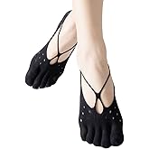 Verdancy 3 Pairs Toe Socks No Show Low Cut Socks for Women Summer Yoga Lace Liner Socks with Non-Slip Heel Grip Breathable