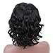 Jet Black Synthetic Hair Wig Short Curly Wigs with Side Bangs Heat Resistant Fiber Full Wigs for Woman